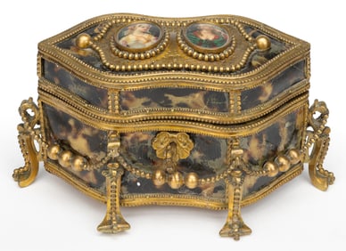 CONTINENTAL BRONZE-MOUNTED TORTOISESHELL PERFUME CASKET