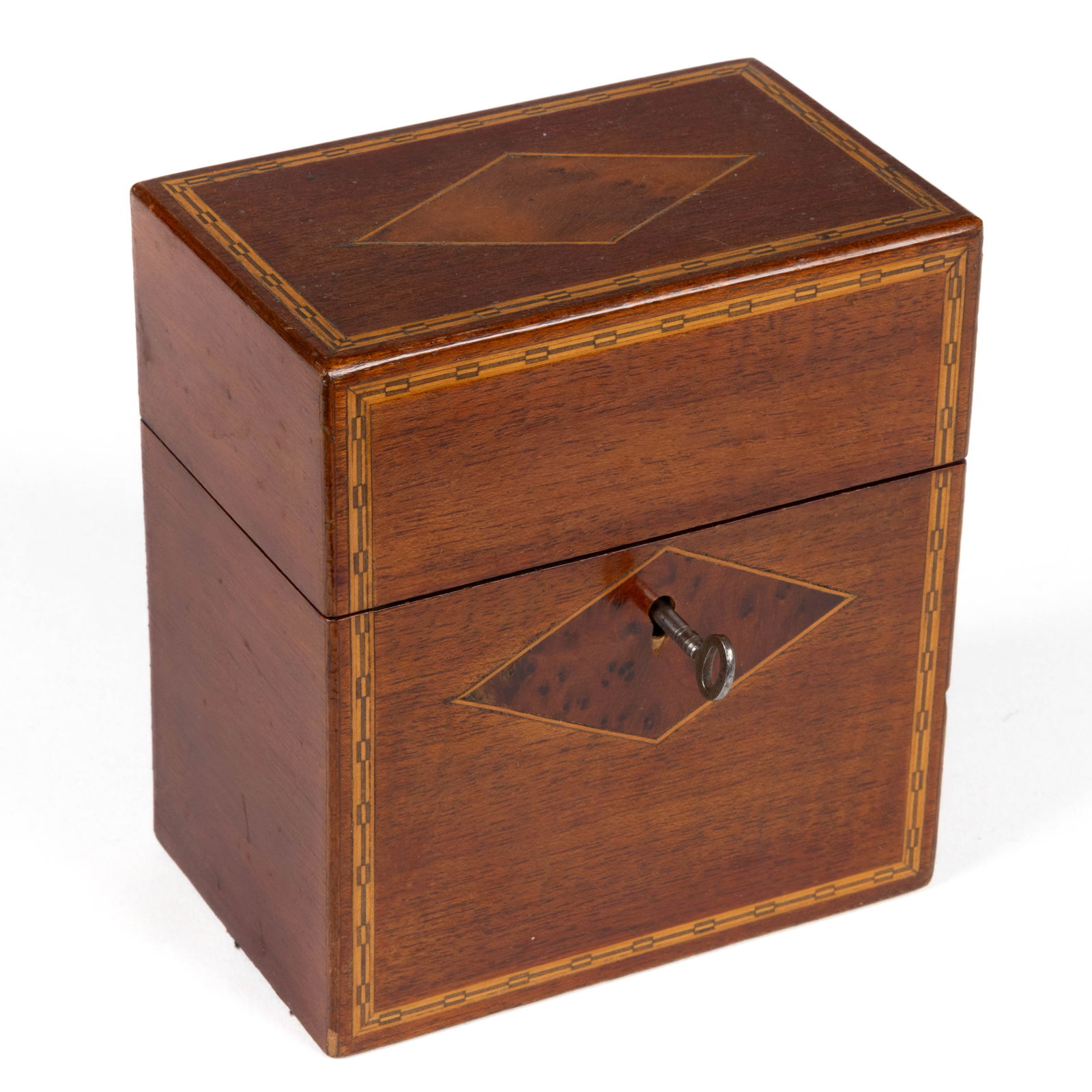 ENGLISH REGENCY INLAID MAHOGANY CASED CUT GLASS PERFUMES (1 of 4)