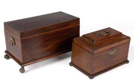 ENGLISH GEORGIAN MAHOGANY BOXES, LOT OF TWO