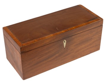 ENGLISH REGENCY INLAID MAHOGANY TEA CADDY