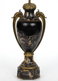 FRENCH NEOCLASSICAL NERO PORTORO BLACK MARBLE TABLE LAMP (1 of 2)