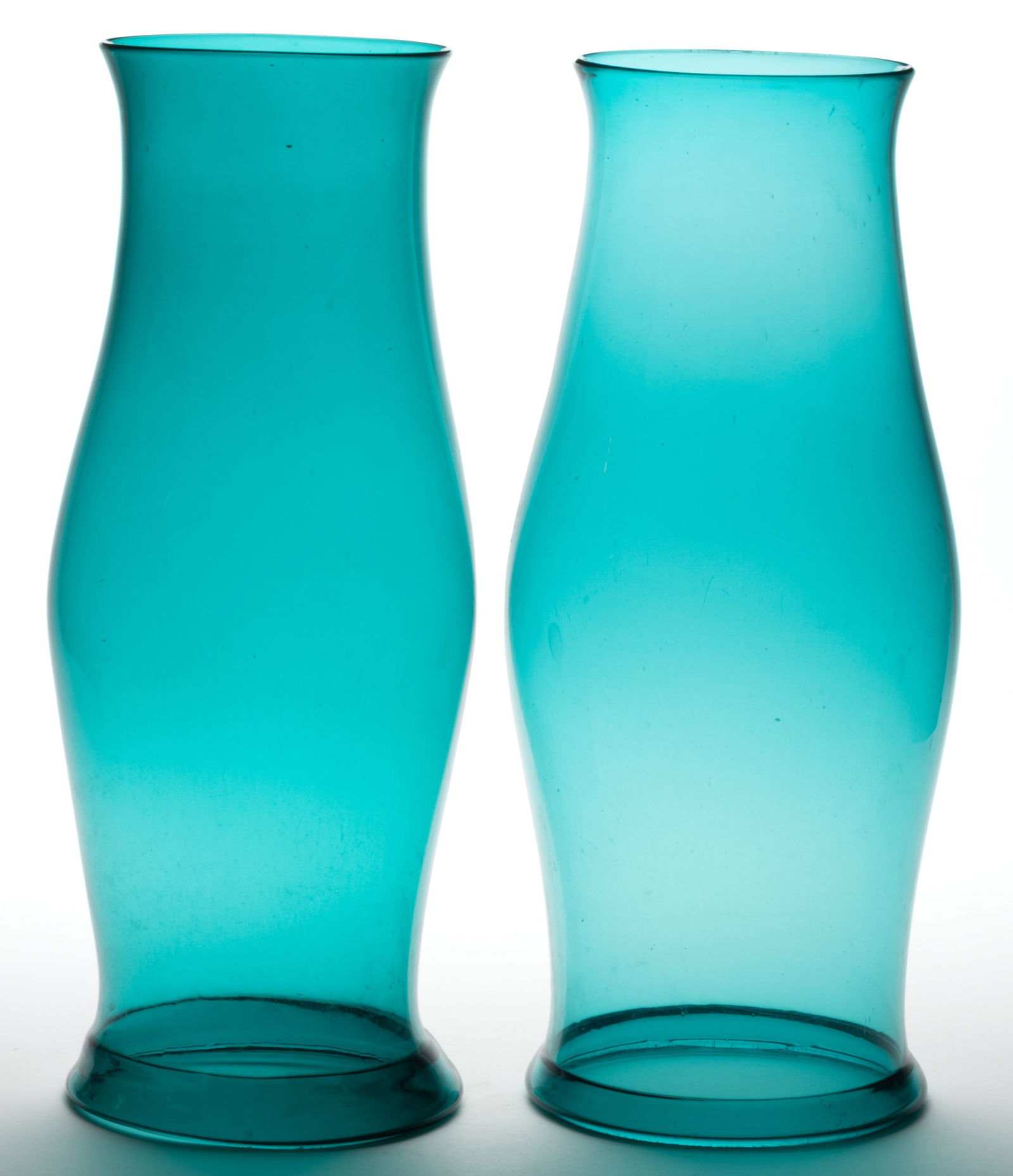 BLOWN COLORED GLASS HURRICANE SHADES, PAIR (1 of 1)