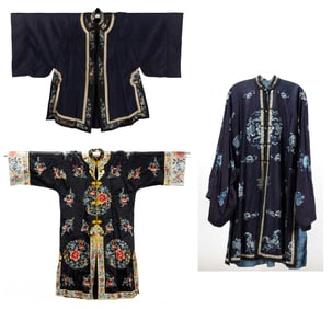 CHINESE EMBROIDERED SILK JACKETS, LOT OF THREE