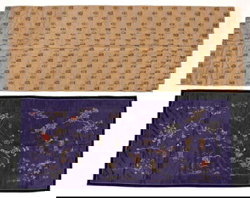 CHINESE EMBROIDERED AND WOVEN SILK PANELS, LOT OF TWO