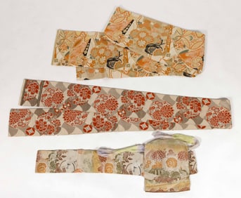 JAPANESE WOVEN SILK OBI SASHES, LOT OF THREE