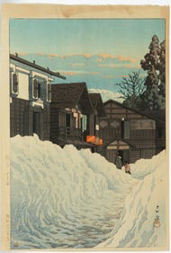KAWASE HASUI (JAPANESE, 1883-1957) "KOSENDANI IN ECHIGO MANSION, KAGEKADO" WOODBLOCK PRINT