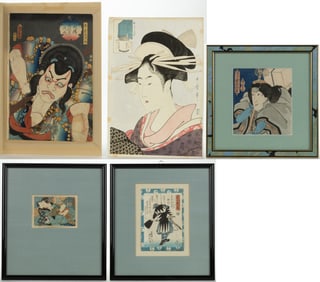 JAPANESE WOODBLOCK PRINTS, LOT OF FIVE