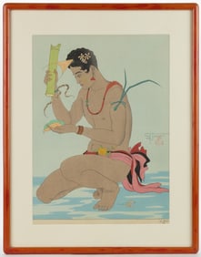 PAUL JACOULET (FRENCH, 1896-1960) "LE BETEL 'YAP'" JAPANESE WOODBLOCK PRINT