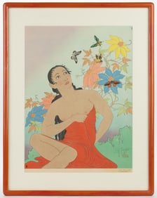 PAUL JACOULET (FRENCH, 1896-1960) "LES PAPILLONS 'TROPIQUES'" JAPANESE WOODBLOCK PRINT