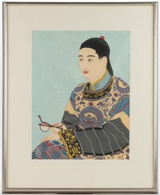 PAUL JACOULET (FRENCH, 1896-1960) "LE MANDARIN AUX LUNETTES" JAPANESE WOODBLOCK PRINT