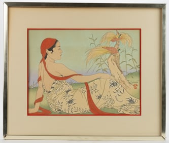 PAUL JACOULET (FRENCH, 1896-1960) "LE PARADISIERS / MENADO CELEBES" JAPANESE WOODBLOCK PRINT
