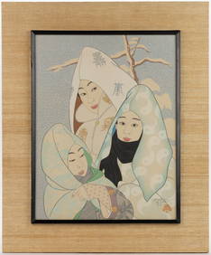 PAUL JACOULET (FRENCH, 1896-1960) "FLOCONS DE NEIGE / PENGYONG, COREE" JAPANESE WOODBLOCK PRINT (1 of 3)