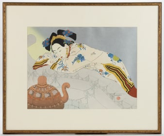 PAUL JACOULET (FRENCH, 1896-1960) "FUMEES DE SANTAL / MANDCHOUKUO" JAPANESE WOODBLOCK PRINT