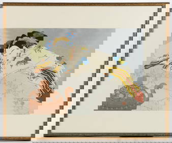 PAUL JACOULET (FRENCH, 1896-1960) "FUMEES DE SANTAL / MANDCHOUKUO" JAPANESE WOODBLOCK PRINT (1 of 3)