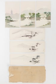 RIICHIRO KAWASHIMA (JAPANESE, 1886-1971), ATTRIBUTED, LANDSCAPE STUDIES, LOT OF SIX
