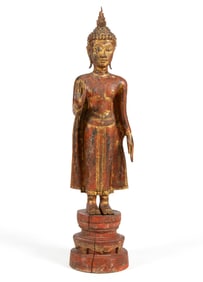 ASIAN CARVED WOODEN BUDDHA FIGURE