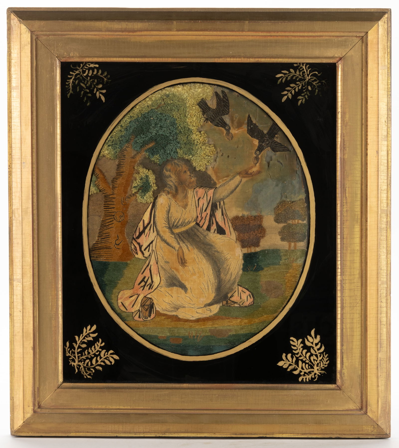 AMERICAN / BRITISH SILK-EMBROIDERED NEEDLEWORK BIBLICAL PICTURE (1 of 4)