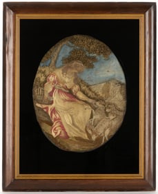 AMERICAN / BRITISH EMBROIDERED NEEDLEWORK PICTURE