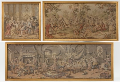 BELGIAN / FRENCH FRAMED TAPESTRIES, LOT OF THREE