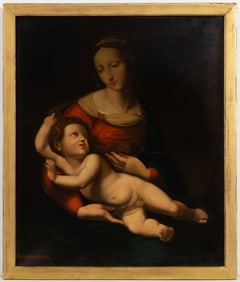 AFTER RAPHAEL (ITALIAN,1482-1520) OLD MASTER-STYLE MADONNA AND CHILD PAINTING