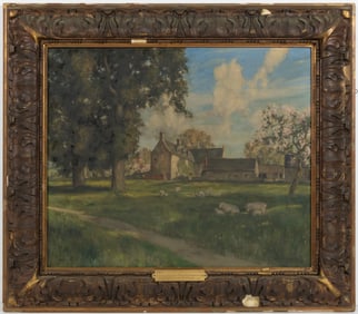STEPHEN REID (BRITISH, 1873-1948) WASHINGTON MANOR HOUSE PAINTING PRESENTED TO JOHN W. DAVIS (WEST