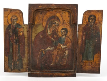 GREEK ORTHODOX HODEGETRIA TRIPTYCH ICON