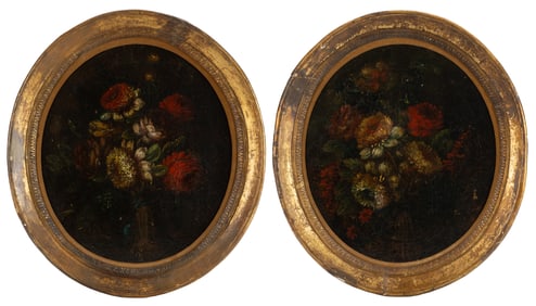 PAIR OF CONTINENTAL SCHOOL (17TH CENTURY) FLORAL STILL-LIFE PAINTINGS