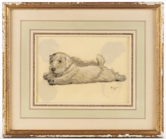 CECIL ALDEN (BRITISH, 1870-1935) DRAWING OF A TERRIER
