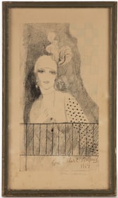 MARIE LAURENCIN (FRENCH, 1883-1956) "PORTRAIT DE LA BARONNE GOURGAUD" LITHOGRAPH