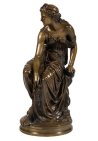 ETIENNE-HENRI DUMAIGE (FRENCH, 1830-1888) "HESTIA" BRONZE STATUE