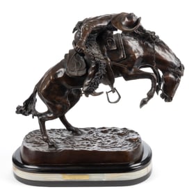 AFTER FREDERIC REMINGTON (AMERICAN, 1861-1909) "BRONCO BUSTER" WESTERN BRONZE