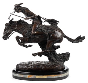 AFTER FREDERIC REMINGTON (AMERICAN, 1861-1909) "CHEYENNE" WESTERN BRONZE