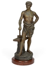 LUIS DOMENECH (FRENCH, 1849-1923) "LE FORGERON" "THE BLACKSMITH" STATUE