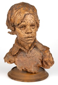 TOM CLARK (DAVIDSON, NORTH CAROLINA, 1928-2022), ATTRIBUTED, CLAY BUST OF YOUNG BOY