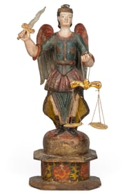 CARVED AND PAINTED SANTO BULTO FIGURE