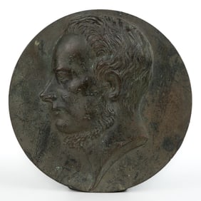 DAVID D'ANGERS (FRENCH, 1788-1856), ATTRIBUTED, BRONZE PLAQUE OF PAUL DELAROCHE (FRENCH, 1797-1856)