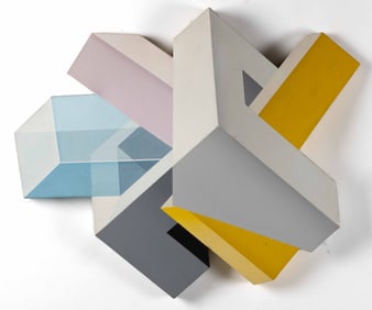 SHOZO NAGANO (JAPANESE-AMERICAN, 1928-2007) "ELEMENTS #6" PAINTING ON SHAPED ARMATURE