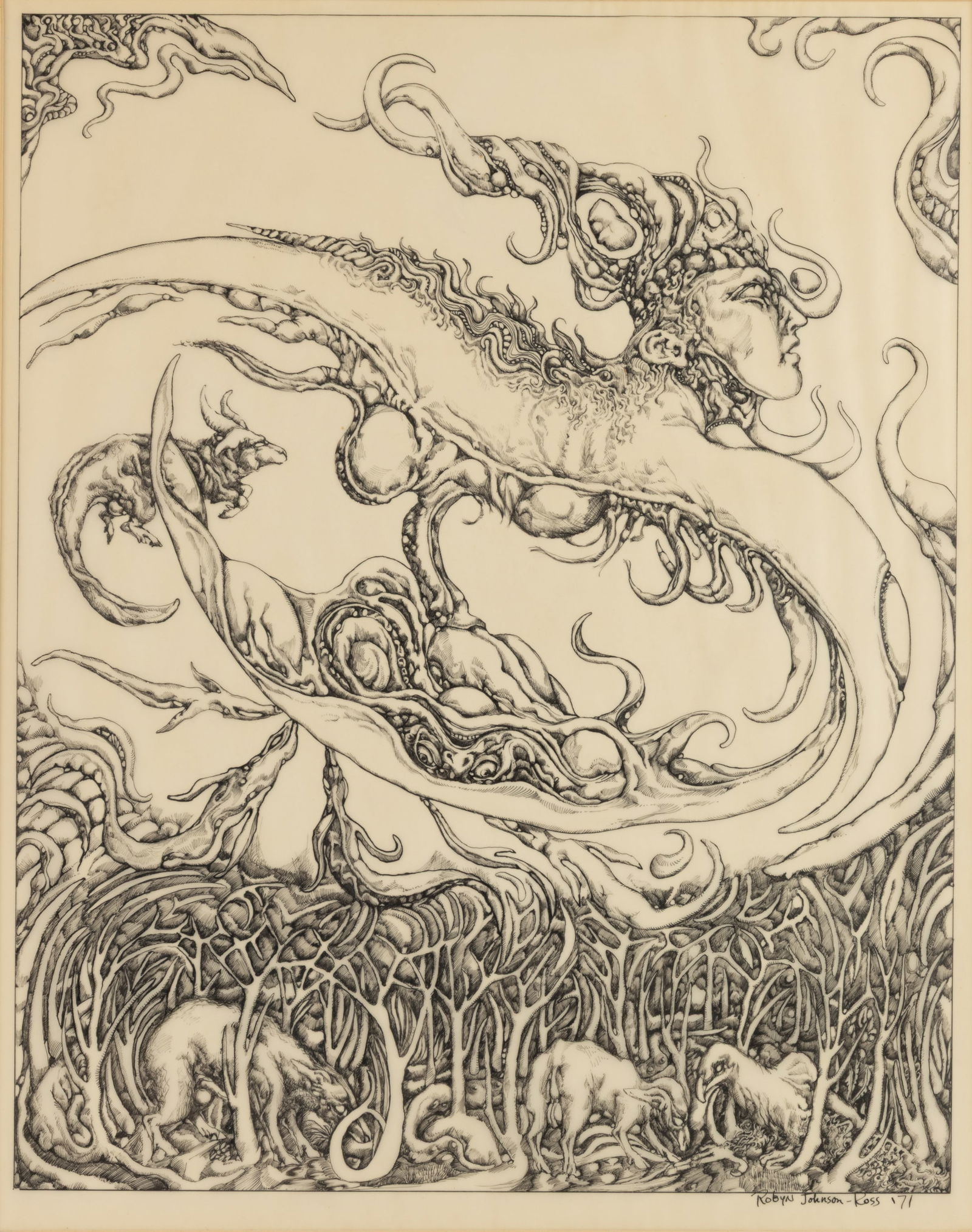 ROBYN JOHNSON-ROSS (AMERICAN, ACTIVE 20TH / 21ST CENTURY) "A TERRESTRIAL INTERCHORUS" DRAWING (1 of 3)