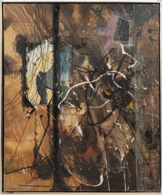 YUKO IGA (JAPANESE, ACT. 20TH CENTURY) "LADY OF THE NIGHT" ABSTRACT PAINTING