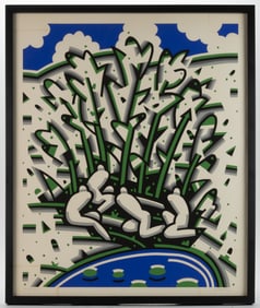 ROBERT GORDY (LOUISIANA, 1933-1986) "FIGURES IN RIVERCANE" LITHOGRAPH