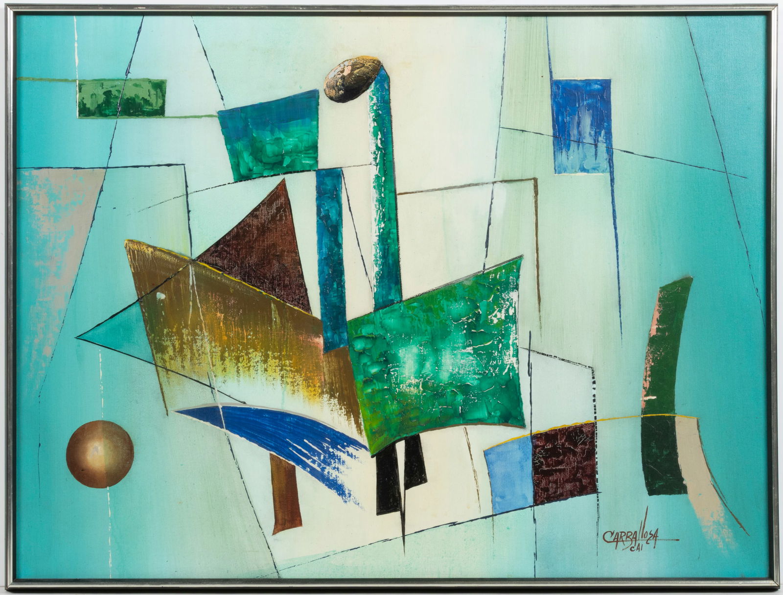JULIO CARBALLOSA (CUBAN-AMERICAN, 1914-2012) CUBIST ABSTRACT PAINTING (1 of 3)