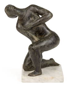 AMERICAN OR EUROPEAN SCHOOL (20TH CENTURY) ABSTRACT BRONZE SCULPTURE OF A WOMAN (1 of 3)