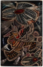 EMILIO JAMIE GIOL (BRAZILIAN, B. 1934) ABSTRACT PAINTING / WOOD CARVING