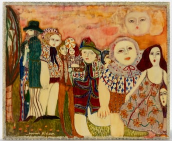 MARIAN NIELSEN (AMERICAN, 1921-1981) "WHEN THE WIND BLOWS" MIXED MEDIA COMPOSITION