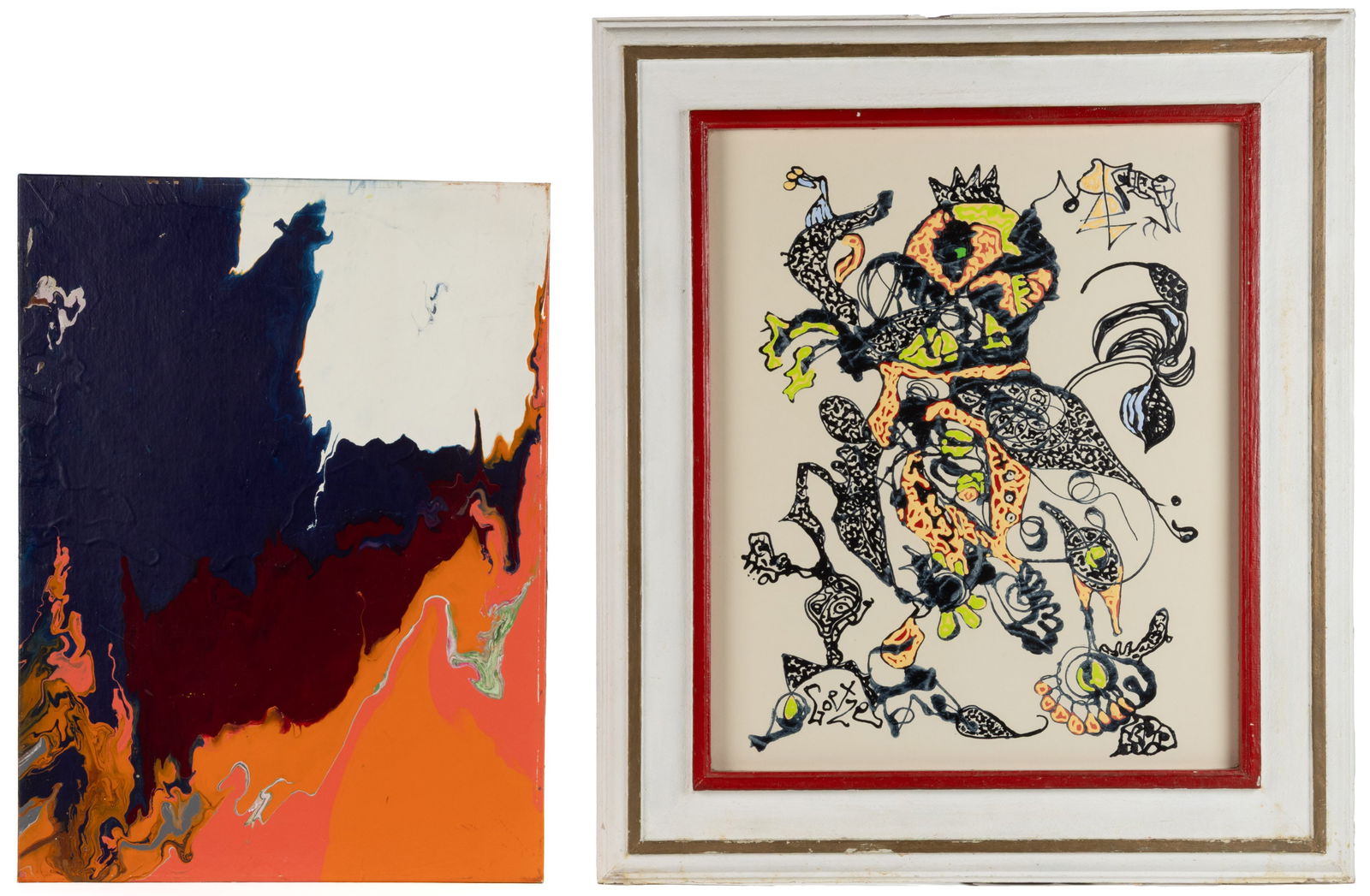 AMERICAN MODERN ABSTRACT ART PAINTINGS, LOT OF TWO (1 of 4)