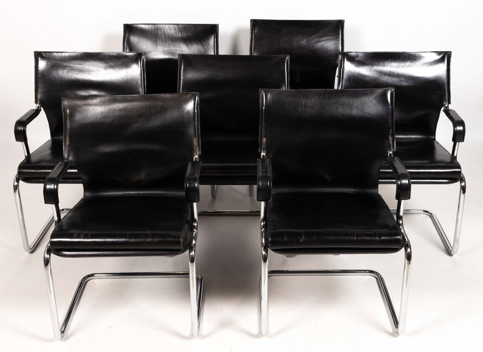 DEGANELLO AND CORRETTI FOR ARCHIZOOM ASSOCIATI MID-CENTURY MODERN ARMCHAIRS, SET OF SEVEN (1 of 8)