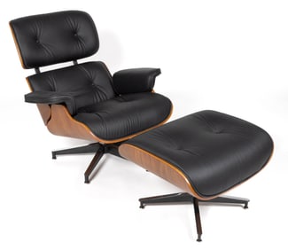 STYLE OF EAMES FOR HERMAN MILLER 670 / 671 MID-CENTURY MODERN CHAIR AND OTTOMAN