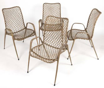 TROY SUNSHADE RESIN-STRING PATIO CHAIRS, SET OF FOUR