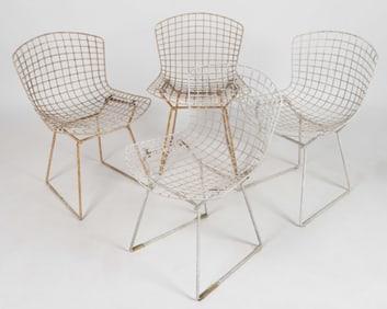 HARRY BERTOIA FOR KNOLL WIRE PATIO CHAIRS, SET OF FOUR