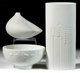 GERMAN ROSENTHAL PORCELAIN WHITE STUDIO LINE ARTICLES, LOT OF THREE